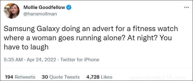 三星為女子獨(dú)自夜跑廣告道歉 被批“不切實(shí)際”(圖3)