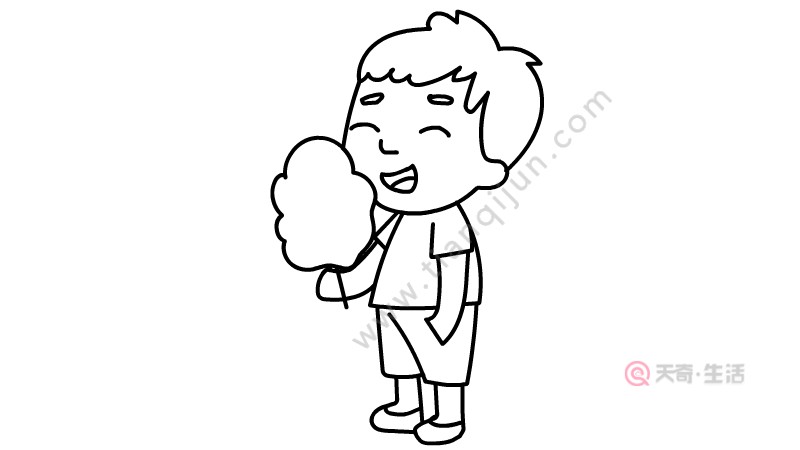 吃棉花糖的小男孩簡筆畫怎么畫