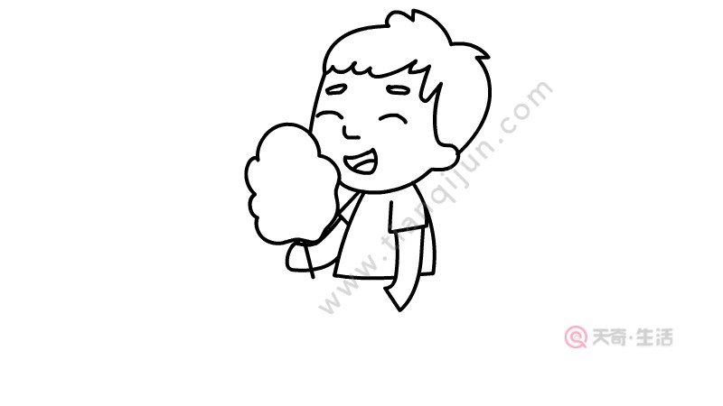 吃棉花糖的小男孩簡筆畫怎么畫