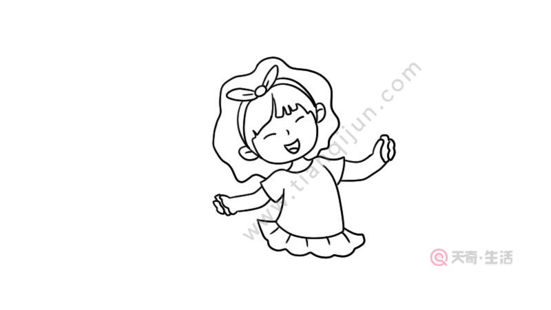 兒童節(jié)跳繩的女孩簡筆畫畫法